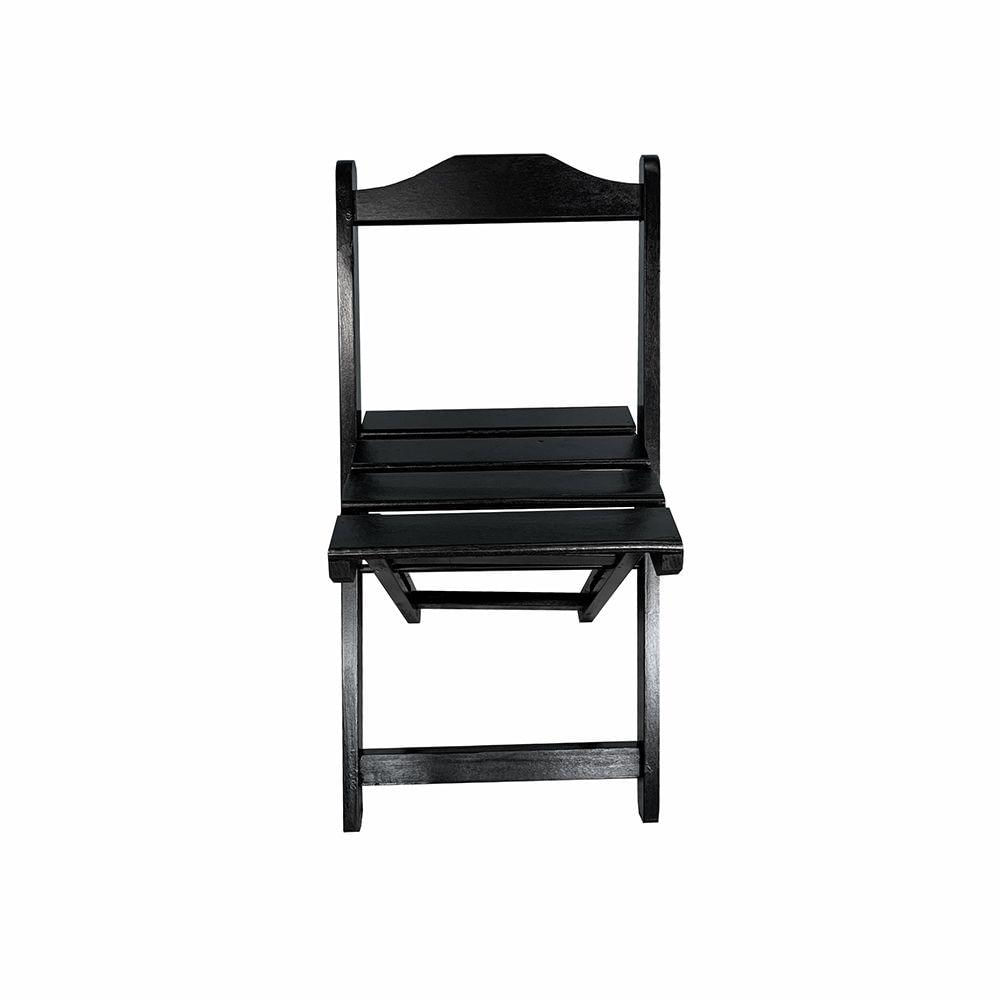 Miniatura Kit 3 Cadeiras Dobráveis De Pretas Preto