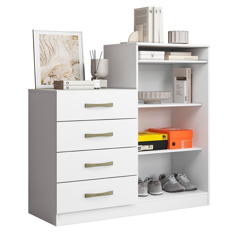 Miniatura Cômoda Londres 2 Portas E 4 Gavetas Branco - Aramóveis Branco