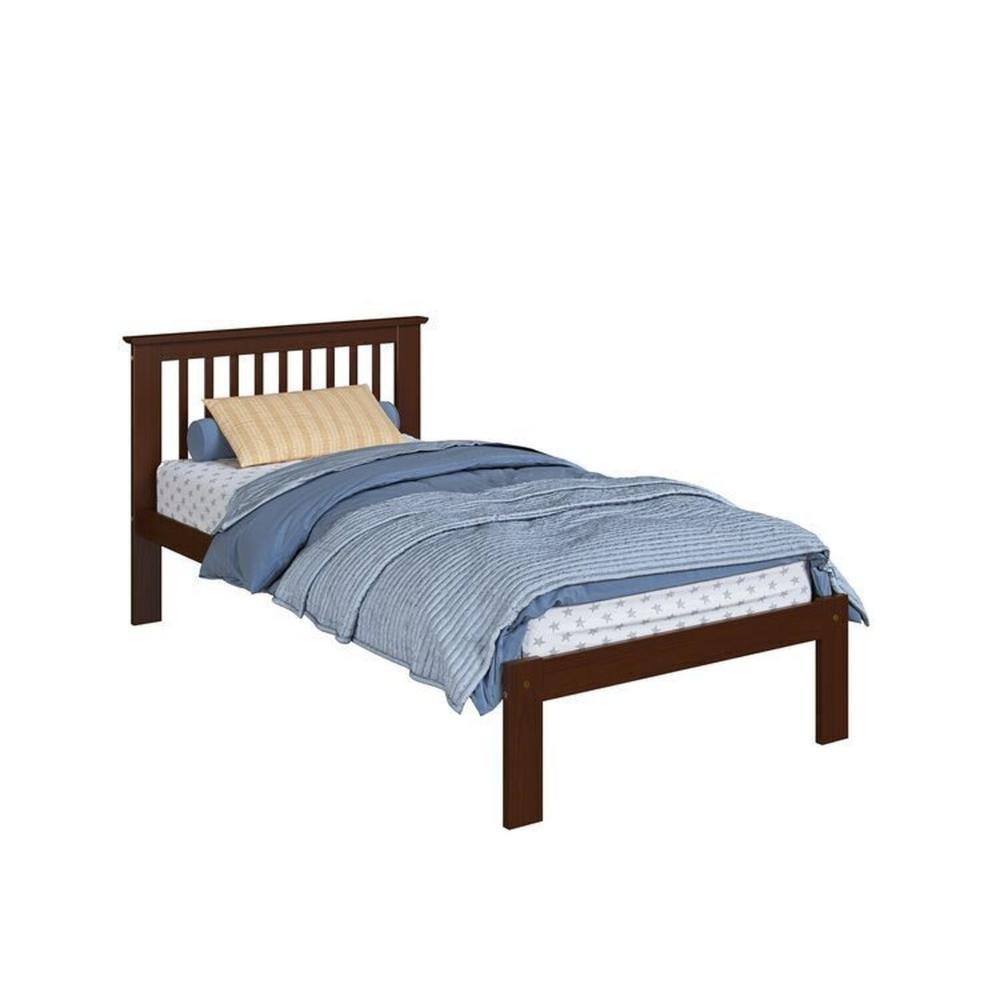 Miniatura Conjunto de Quarto Solteiro Júlia de Madeira Maciça com Cama de Solteiro e Mesa de Cabeceira Walnut