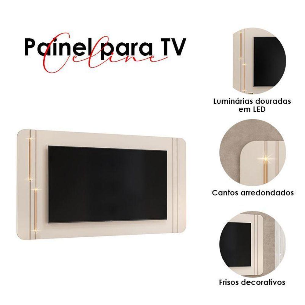 Rack Bancada Com Painel Celine Off White Dj Móveis