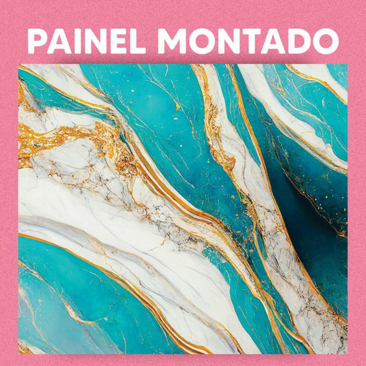 Papel De Parede Painel 3D Mármore Branco Azul E Amarelo 3M