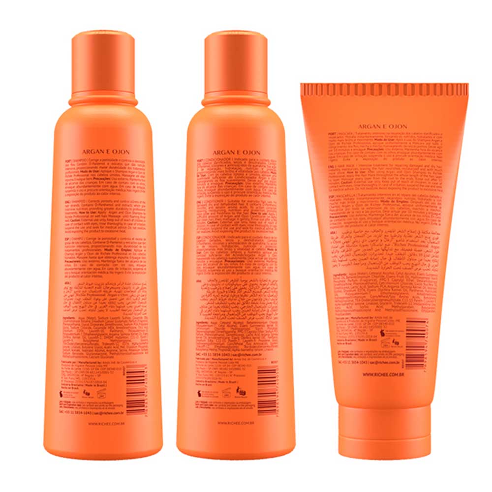 Miniatura Richée Professional Home Care Argan E Ojon Kit Shampoo + Condicionador + Máscara Kit
