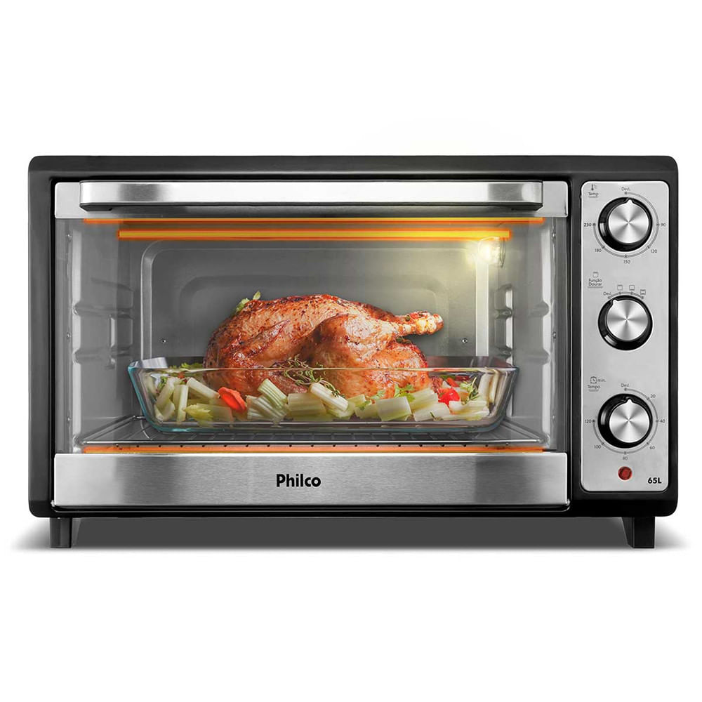 Miniatura Forno Elétrico Inox 65L Philco Dupla Resistência PFE65 Preto - 110V