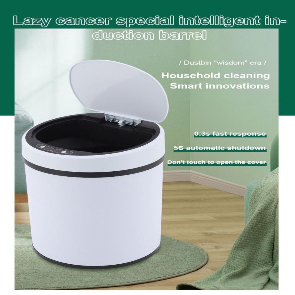 Miniatura Lixeira Automatica Branca 8 Litros Sensor Inteligente Cozinha Banheiro Inox Cesto Lixo Luxo Escritorio