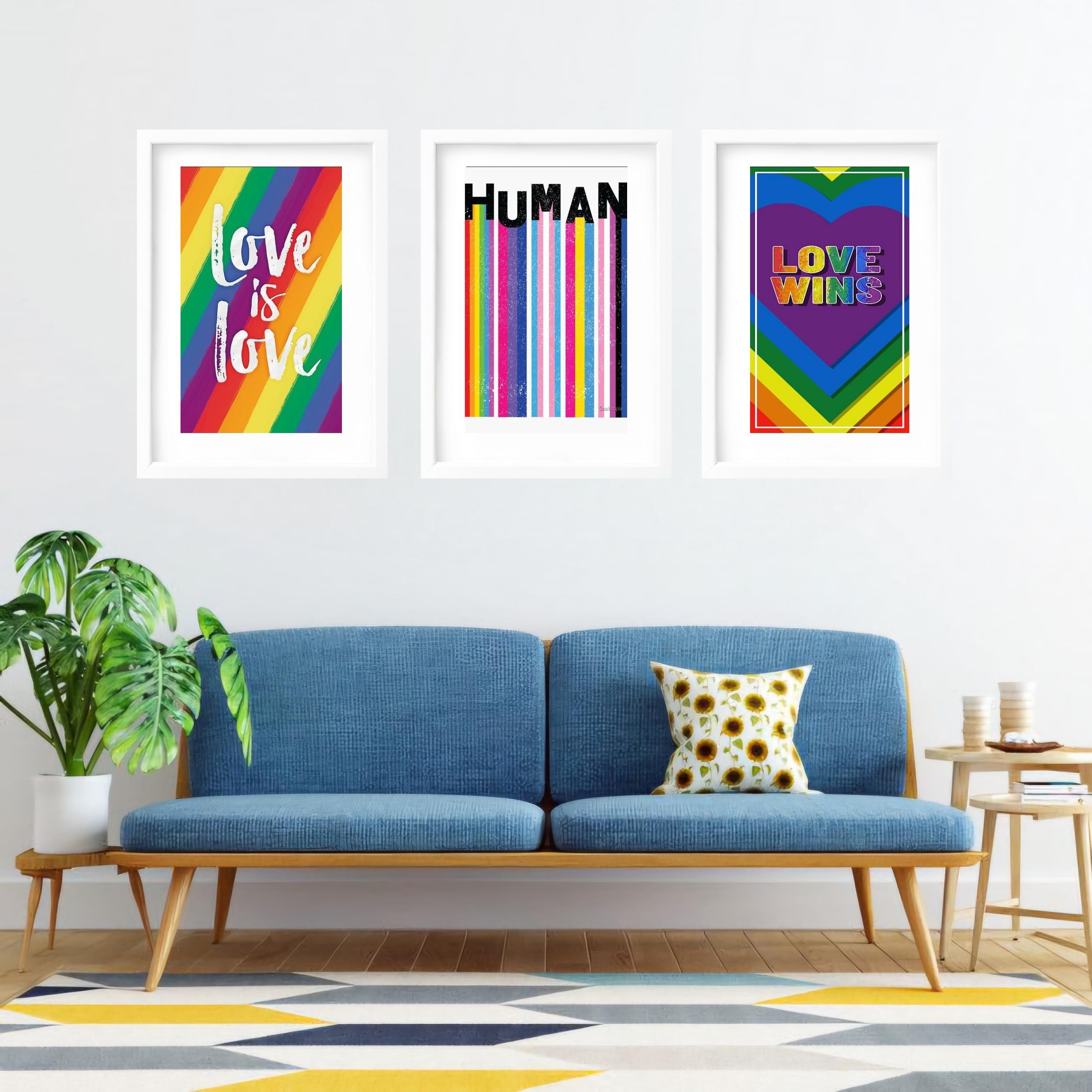 Miniatura Kit 3 Quadros Grandes Pride 60X48Cm