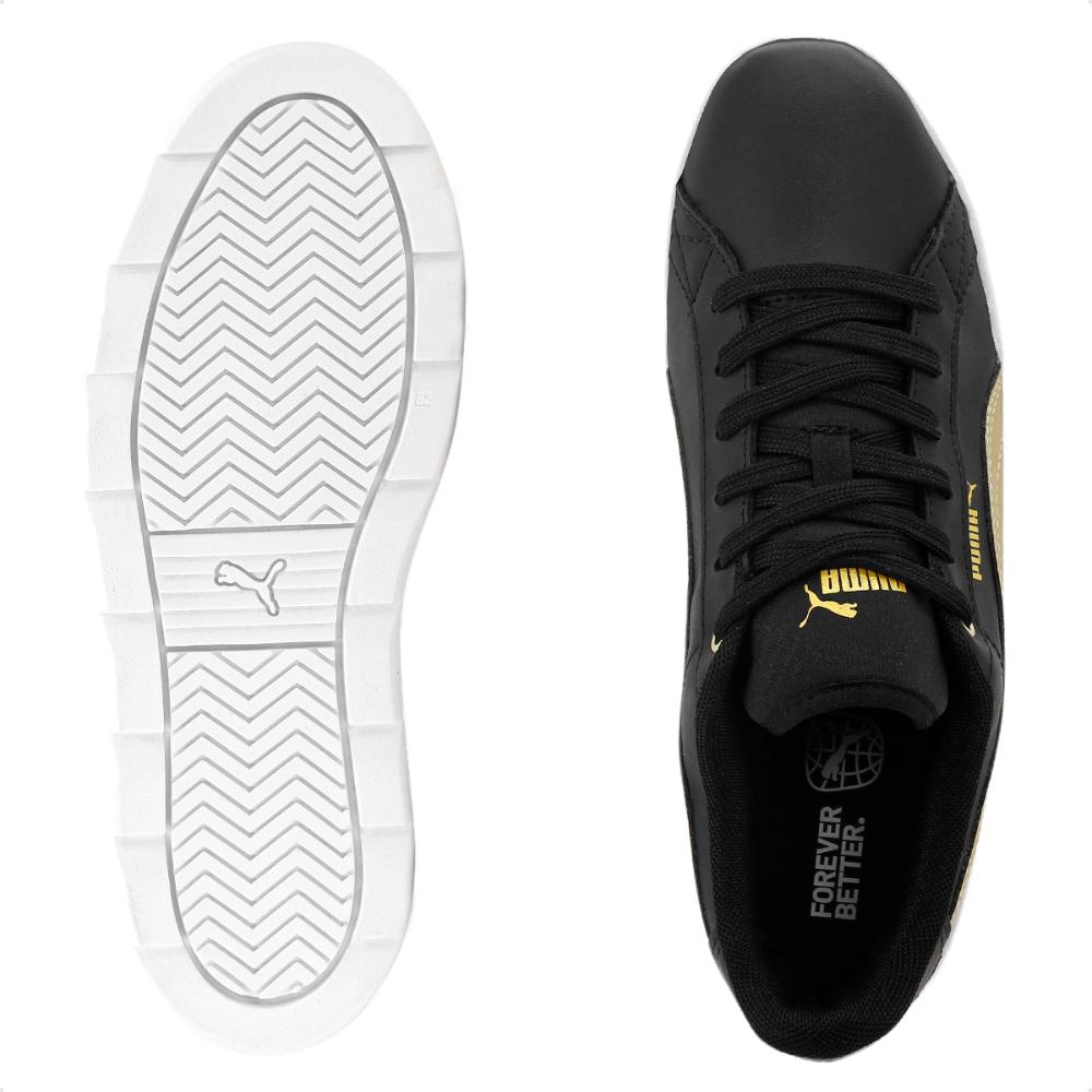 Miniatura Tênis Puma Karmen Space Metallic BDP Feminino + 3 Pares de Meias Preto / Dourado - 39