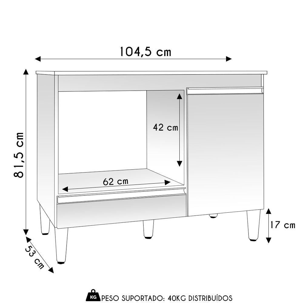 Miniatura Balcão De Cozinha Para Cooktop E Forno Microondas Carla Preto - Ajl Móveis