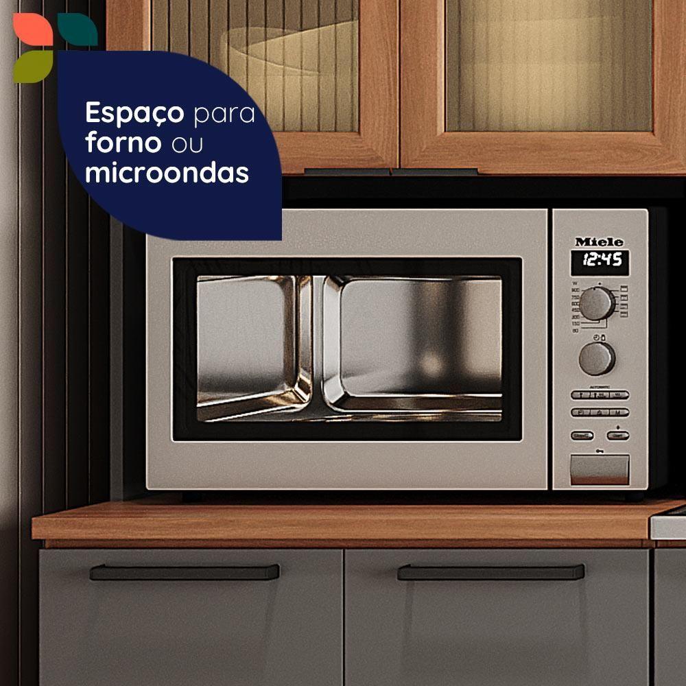 Paneleiro De Cozinha Castanha 700mm Para Micro 4 Portas Com Vidro Cinza freijó