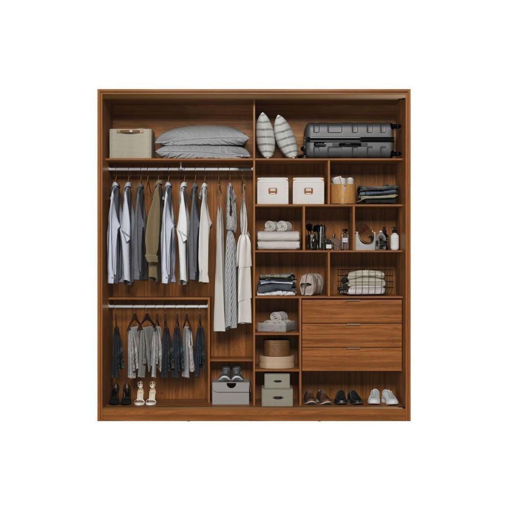 Miniatura Guarda Roupa Casal 2 Portas De Correr C/ Espelho E 3 Gavetas Belga Amêndola Touch - Demóbile