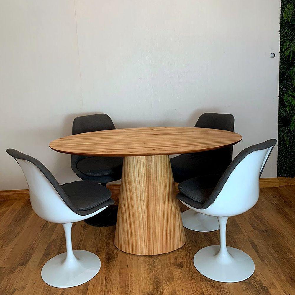 Miniatura Mesa De Jantar Cone Oval 140X90 Tampo Cinamomo Base Marrom