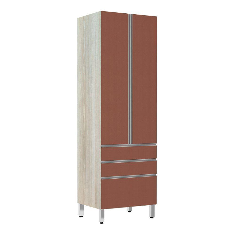 Miniatura Paneleiro 70Cm 2 Gavetas 1 Gavetão Lis Legno Crema Com Gaia