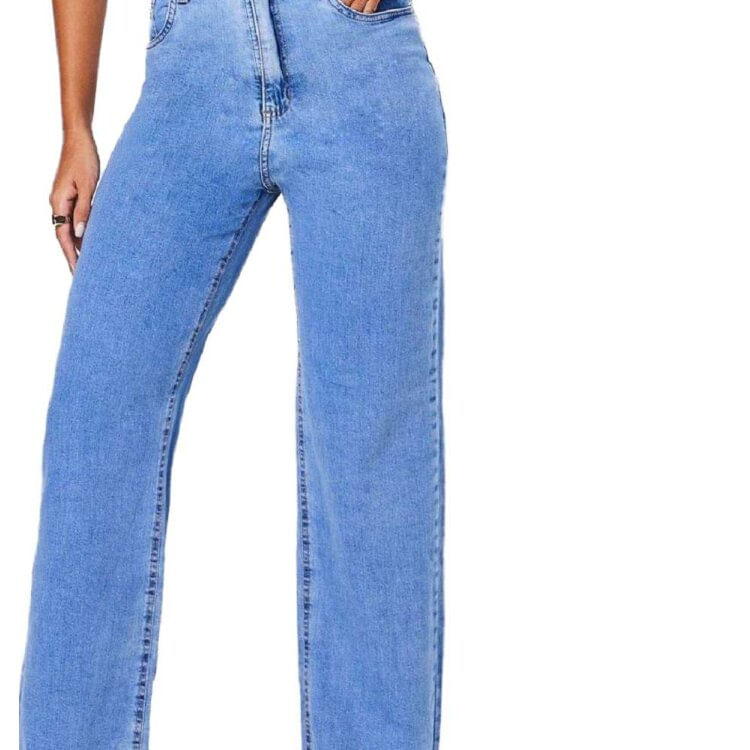 Miniatura Calça Max Denim Wide Leg Cos Alto Feminino - Jeans claro - JEANS CLARO