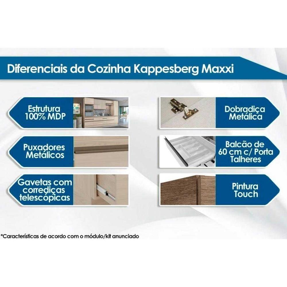 Miniatura Gabinete De Cozinha Modulado Balcão Maxxi G743 P-cooktop 3 Gavetas C-tampo 60cm Nogal-preto Brilho - Kappesberg