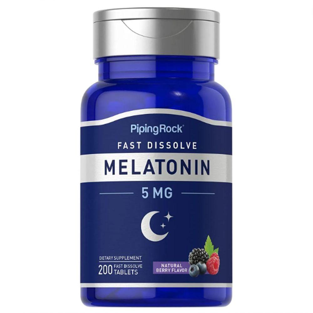 Miniatura Melatonina 5mg, 200 Comprimidos Sublingual, Frutas Vermelhas, Pipingrock