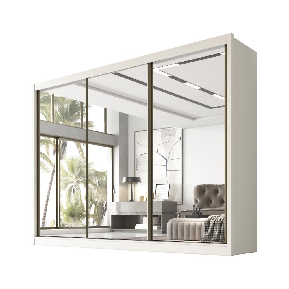 Miniatura Guarda Roupa Espelhado Casal 3 Portas 6 Gavetas 100% MDF Qatar Branco