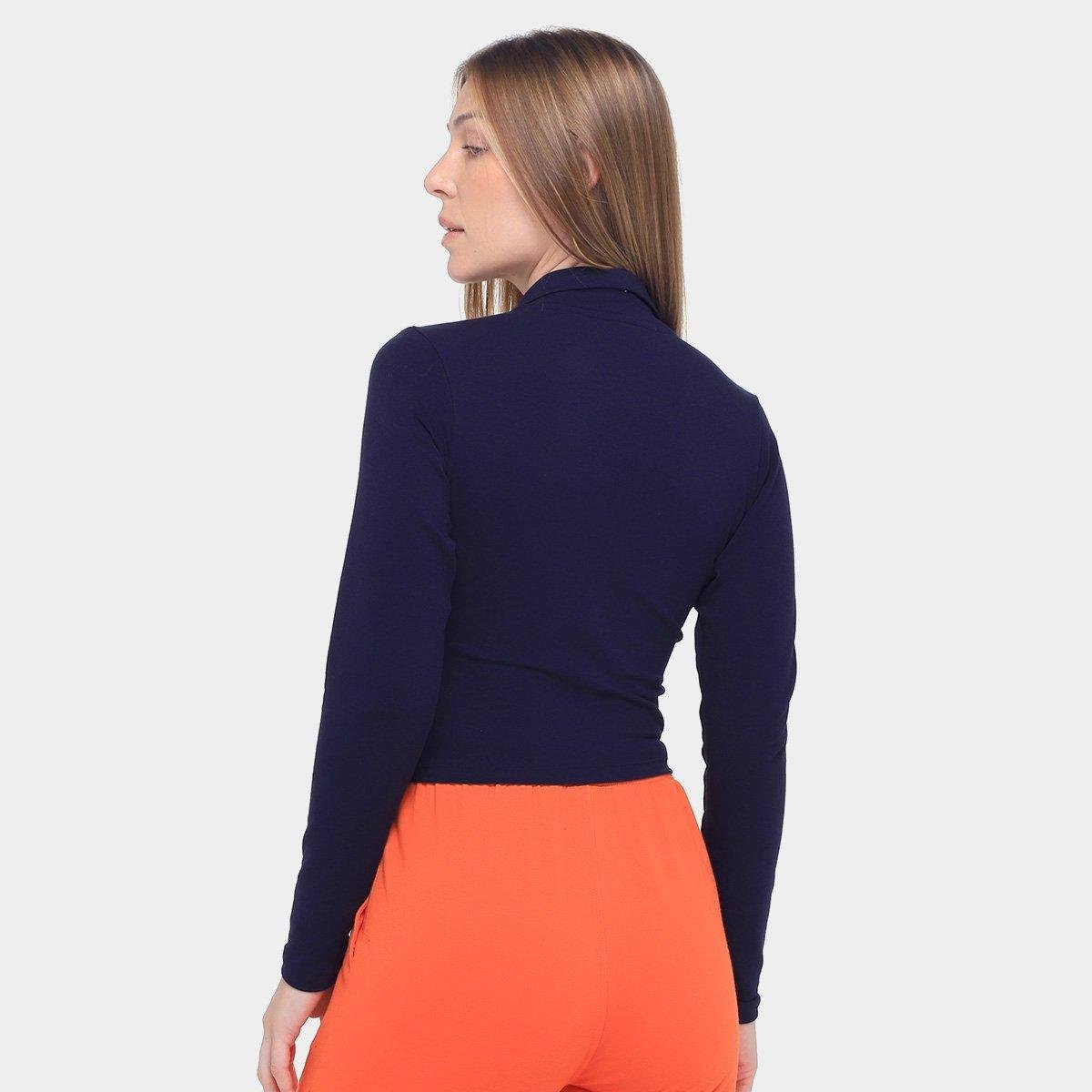 Miniatura Camisa Polo Manga Longa Fila Fit Letter Touch Feminina Marinho - G