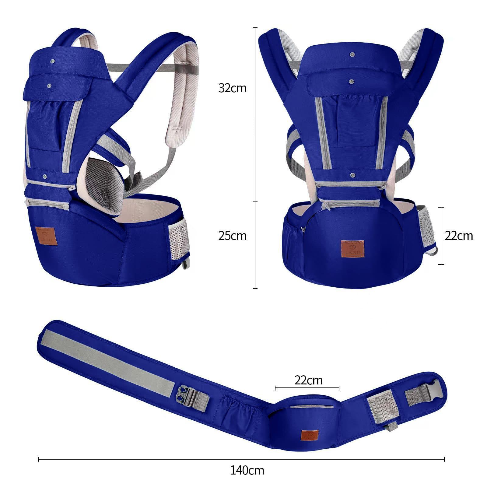 Miniatura Canguru Ergonômico 12 Posições Bebê Com Assento 3 Em 1 Azul
