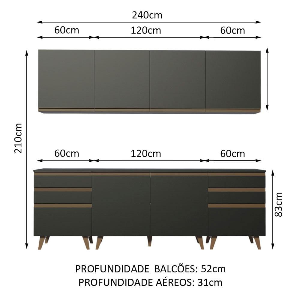 Cozinha Completa Madesa Reims 240002 com Armário e Balcão - Preto Preto
