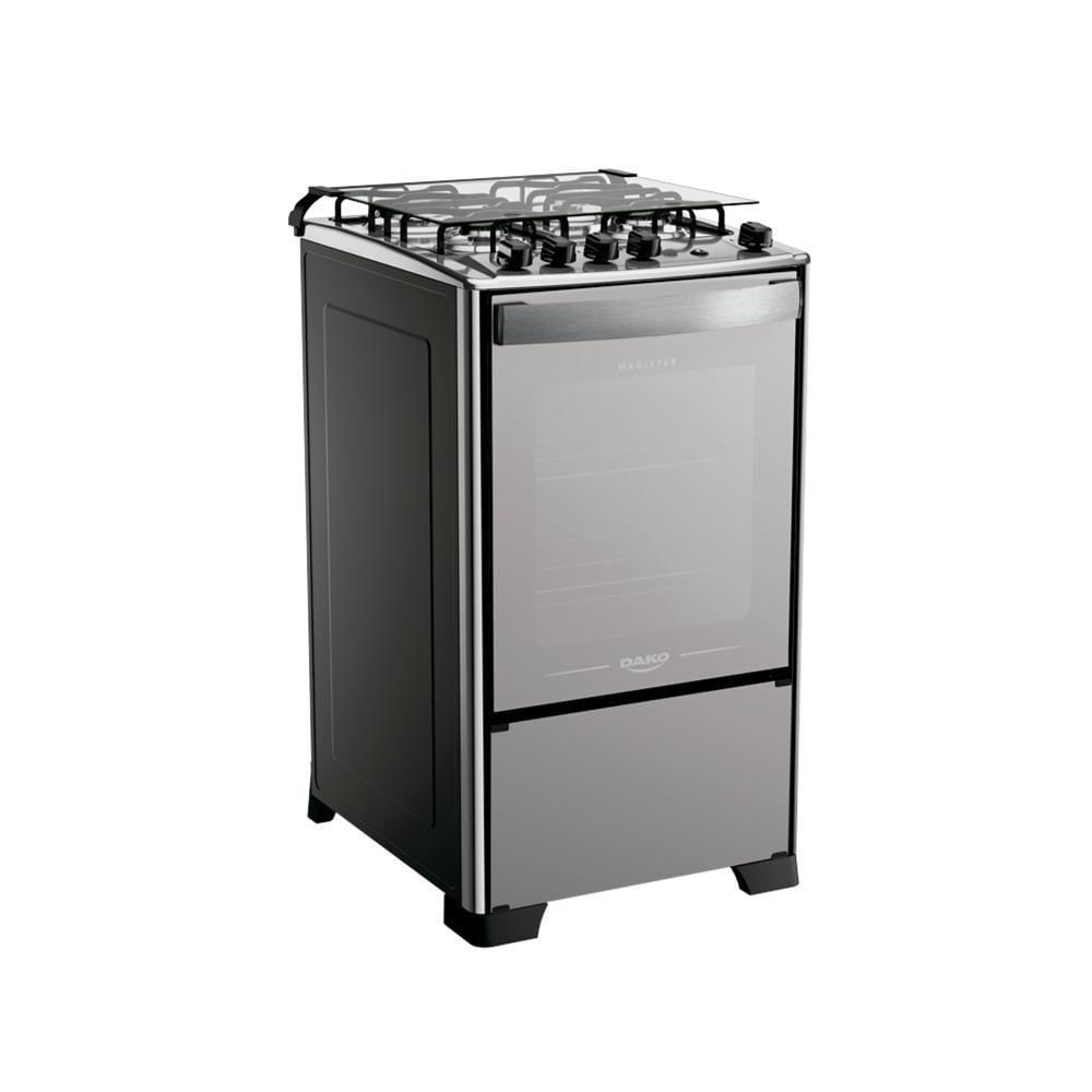 Miniatura Fogão 4 Bocas Espelhado Com Mesa Inox Dako Magister Inox Style Bivolt