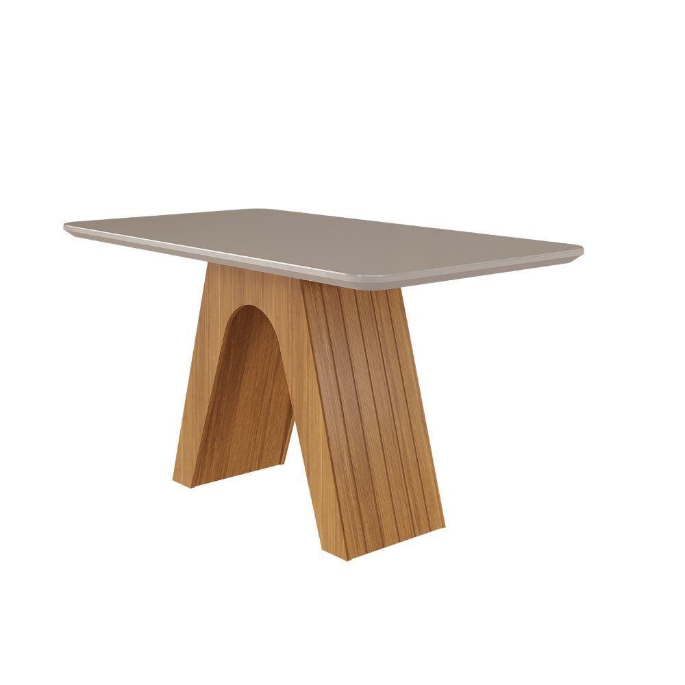 Miniatura Conjunto Sala De Jantar Clara 130x80 Tampo Em Mdf/vidro 4 Cadeiras Nature/off White/madeira/nude