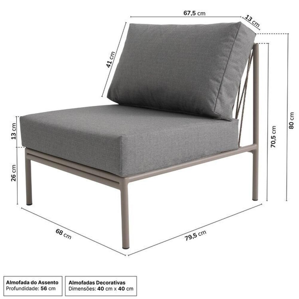 Miniatura Conjunto Jardim e Varanda 1 Chaise 1 Sofá 1 Puff 1 Mesa Lateral 70cm Refúgio Cabecasa Madeiramadeira Champanhe/Cinza Mesclado