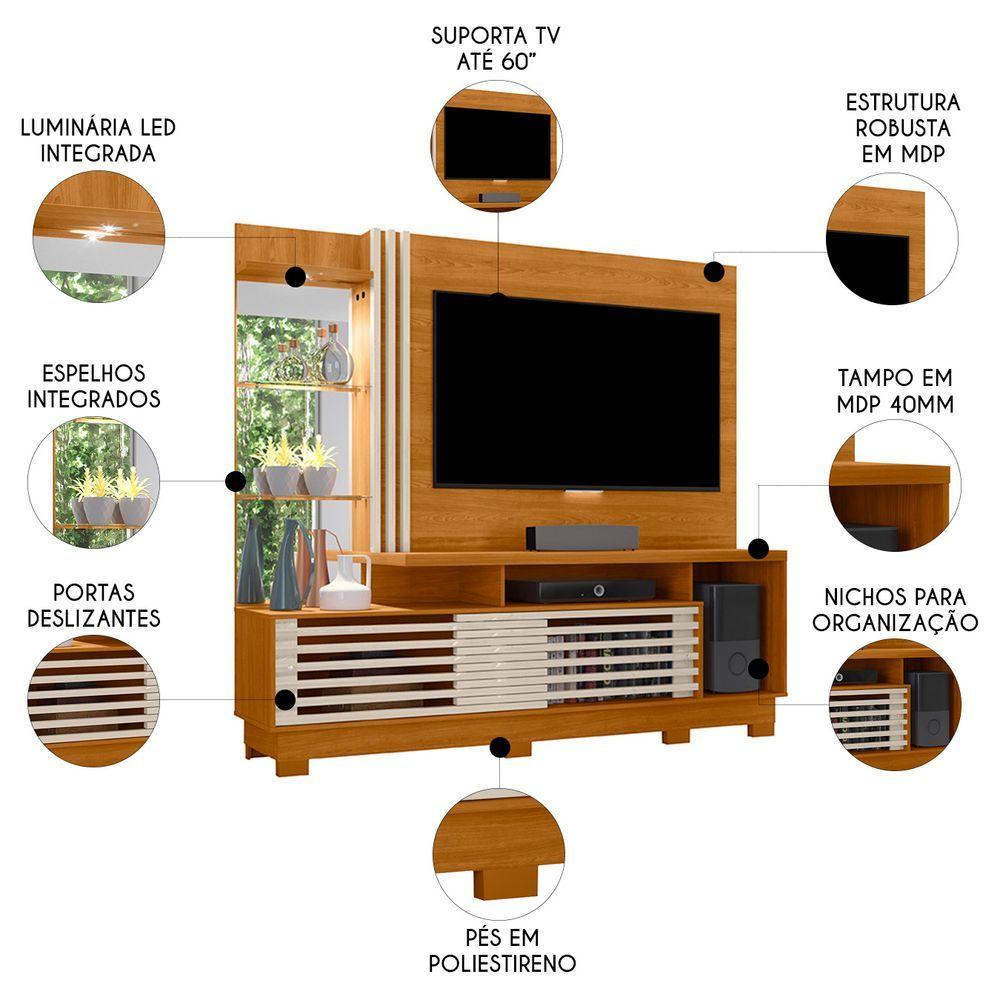 Miniatura Estante Painel Para Tv 60 Pol 200cm Sam Z10 Off Cinamomo Mpozenato