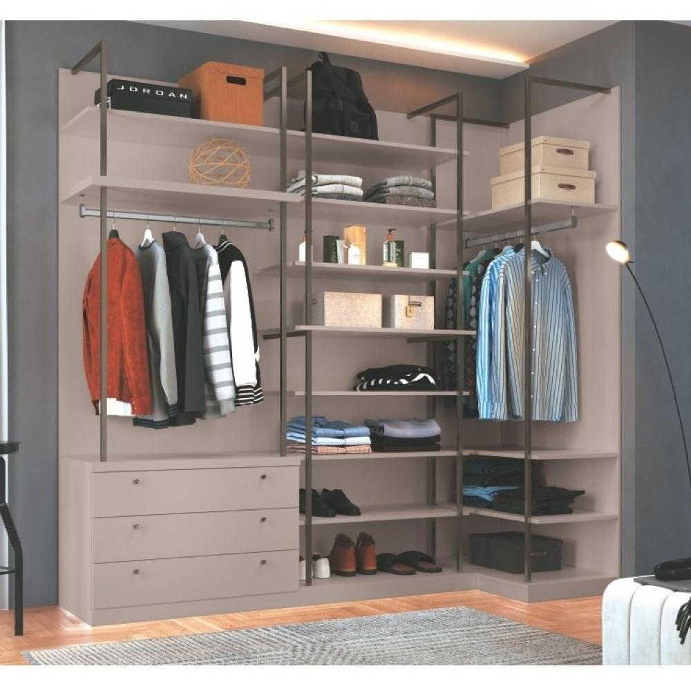 Miniatura Módulo Prateleiras e Cabideiro Guarda Roupa Closet Modulado Smart Tube Duna