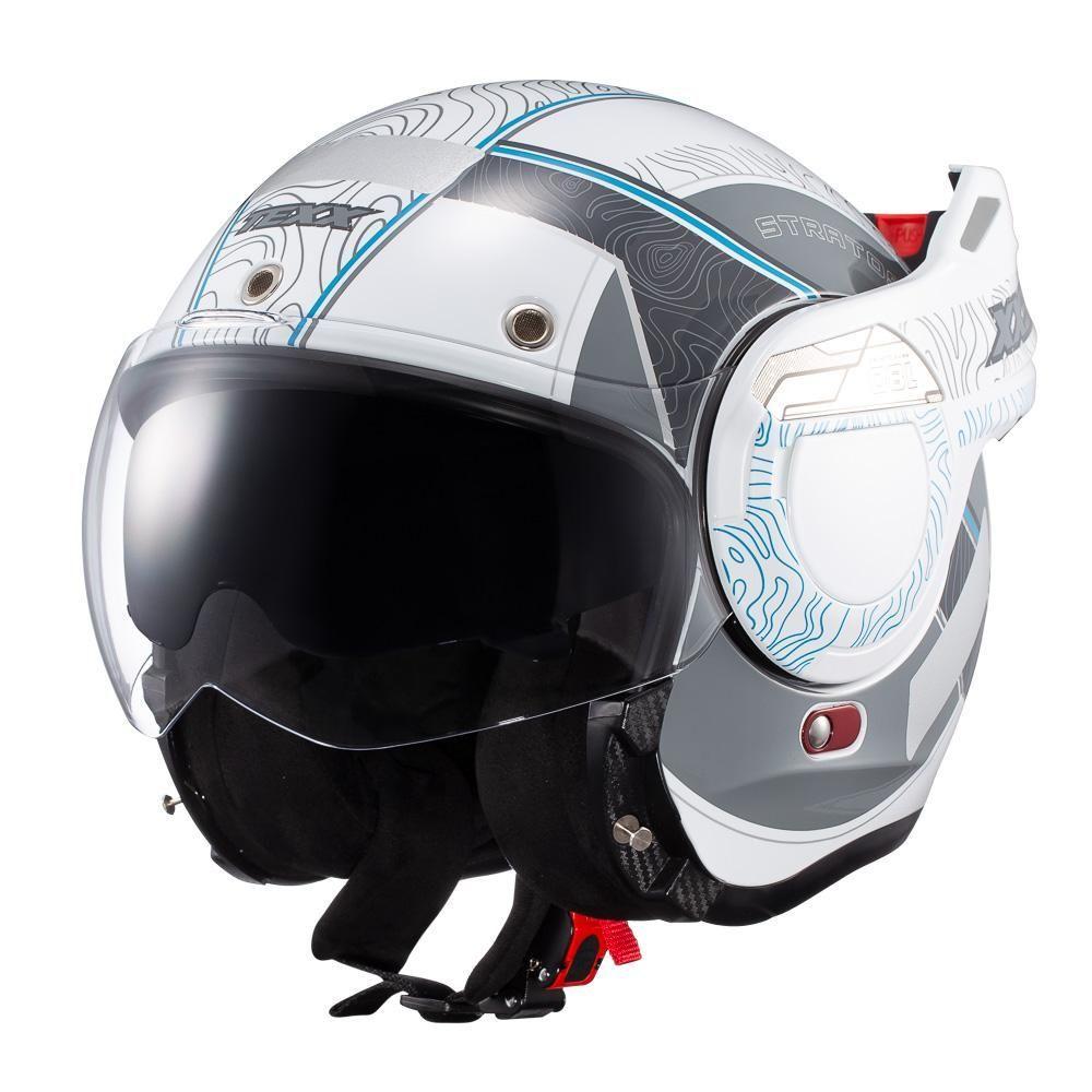 Capacete Texx Esc Stratos 180 Topographic Branco Azul 60 [f016]