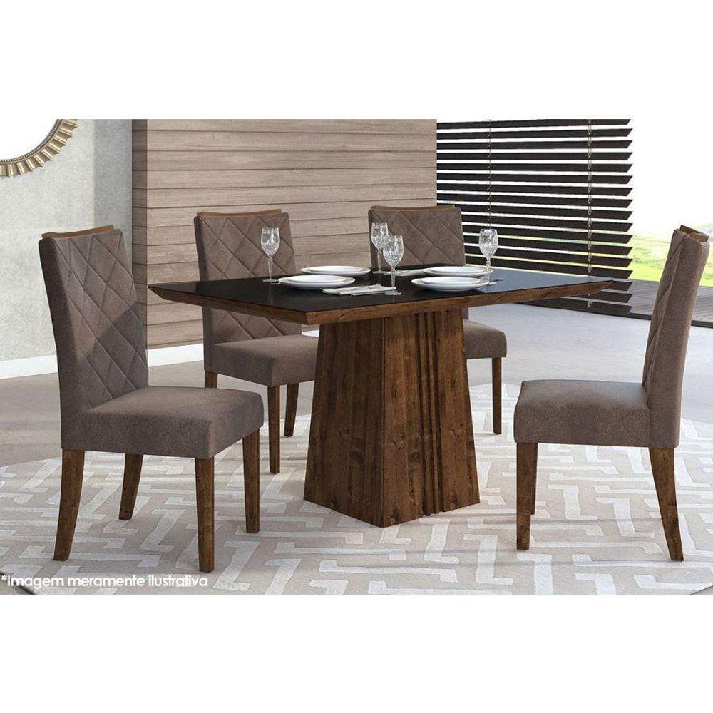 Mesa Para Cozinha Italia Com Tampo Madeirado Com Vidro 120x90cm Cedro Off White Dj Móveis