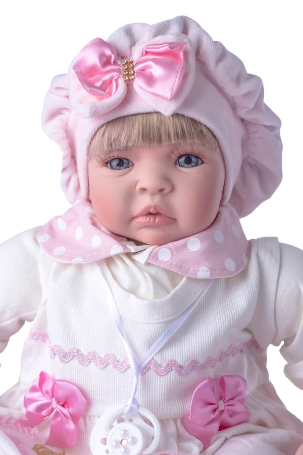 Miniatura Boneca Bebê Reborn Princesa Larinha Loira 53Cm 20 Acessórios