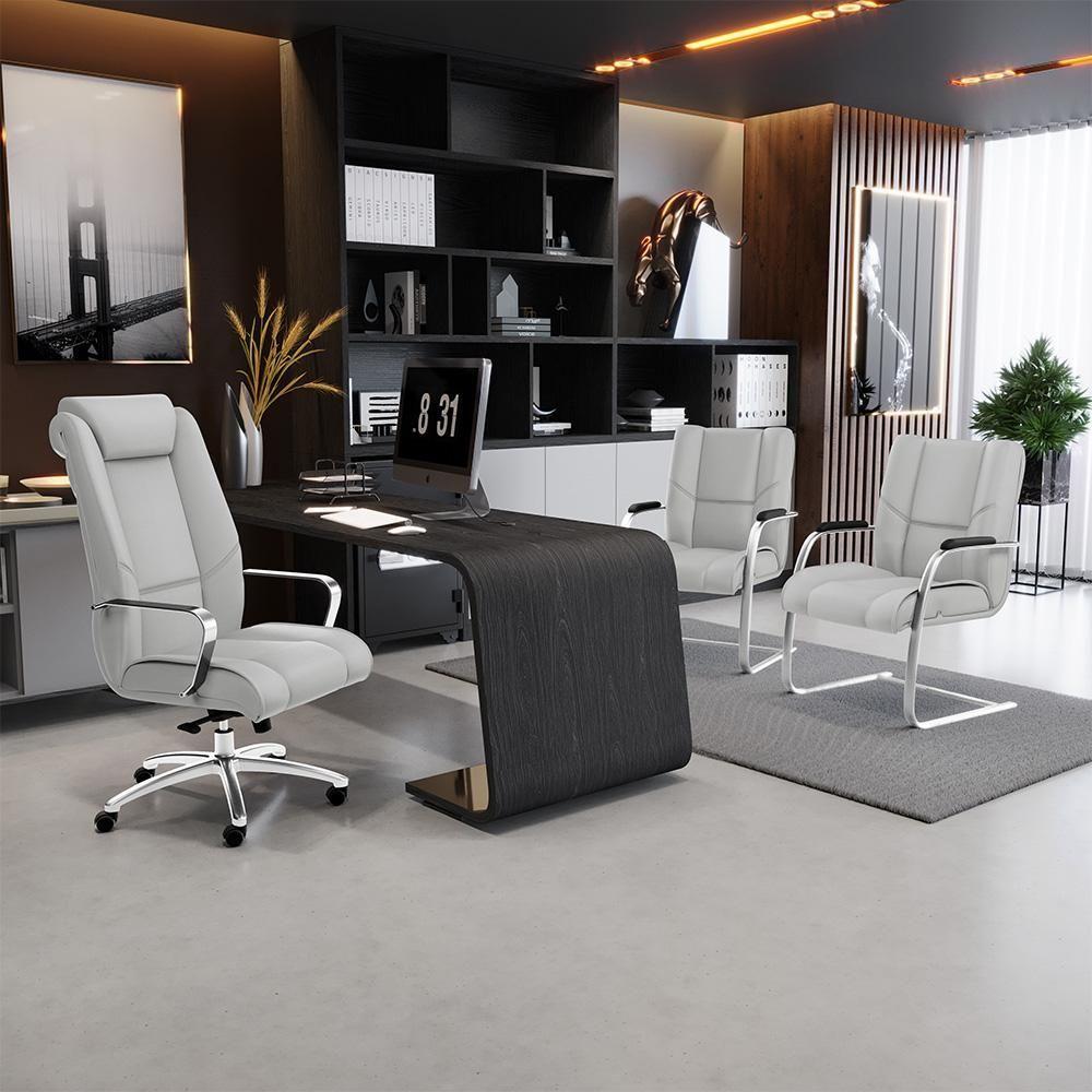 Kit 2 Cadeiras De Escritório Presidente Cinza