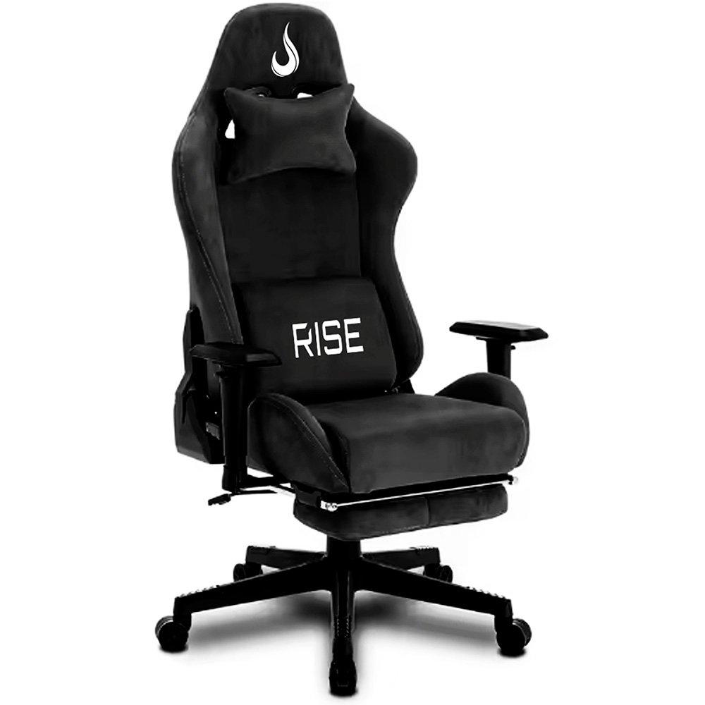 Miniatura Cadeira Gamer Rise Mode X02, Ângulo Ajustável, Até 130Kg, Braço 2D, Apoio Para os Pés Retrátil, Preta - RM-CG-X02-BK-FBC