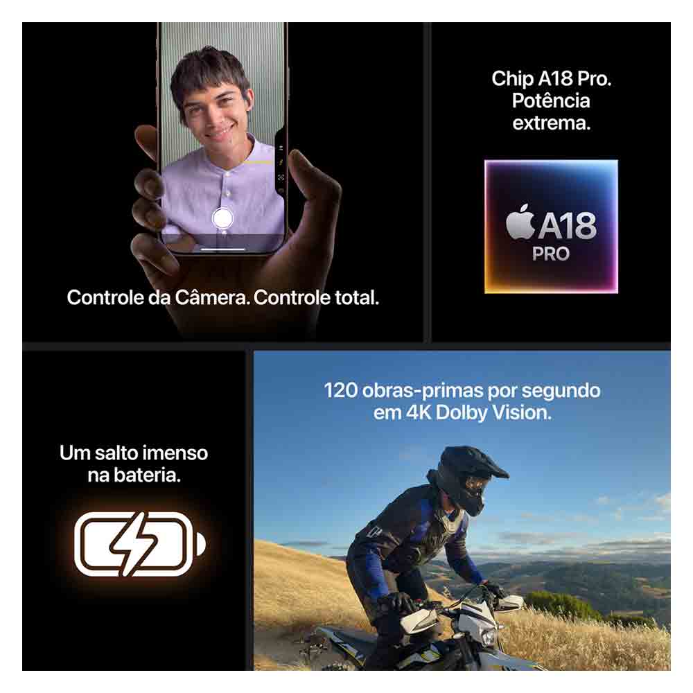 iPhone 16 Pro Max Apple (256GB) Titânio Preto, Tela de 6,9", 5G e Câmera de 48MP Bivolt