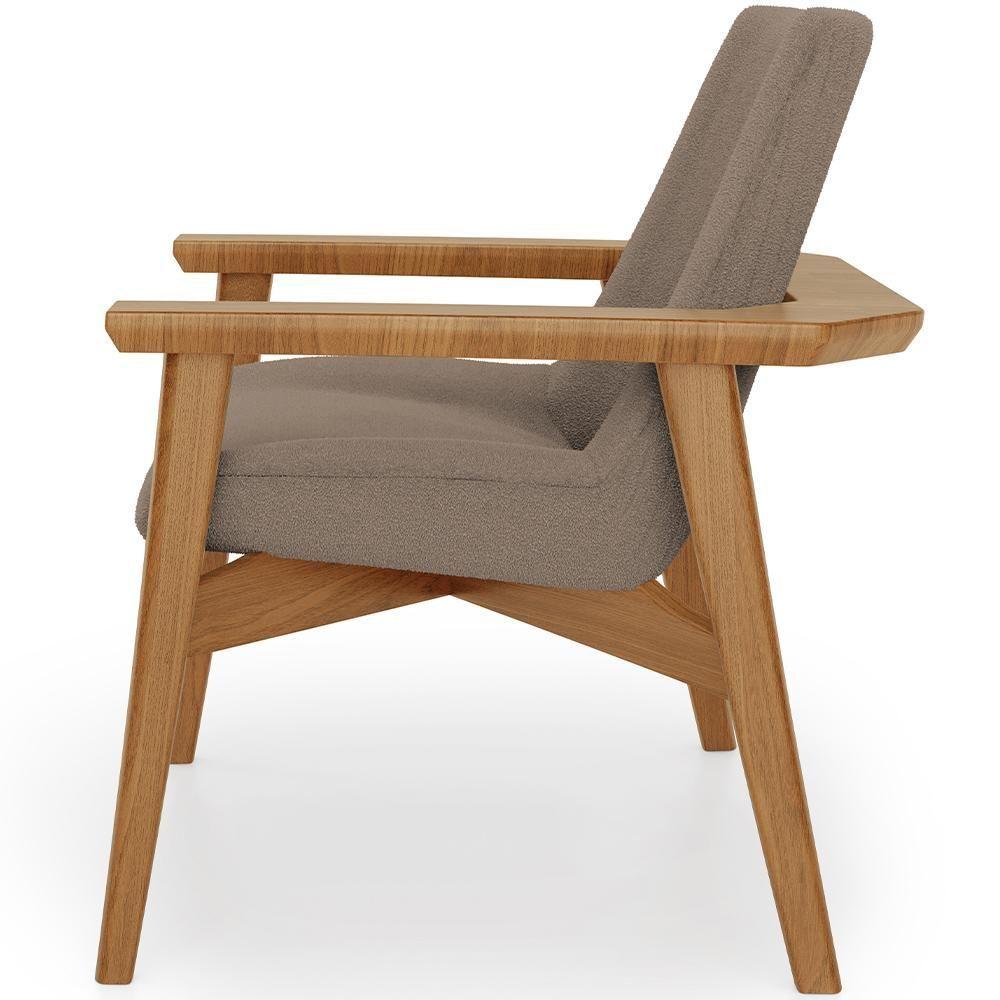 Miniatura Poltrona Decorativa Para Sala De Estar Living Base Madeira Becker L02 Bouclê Bege - Lyam Decor
