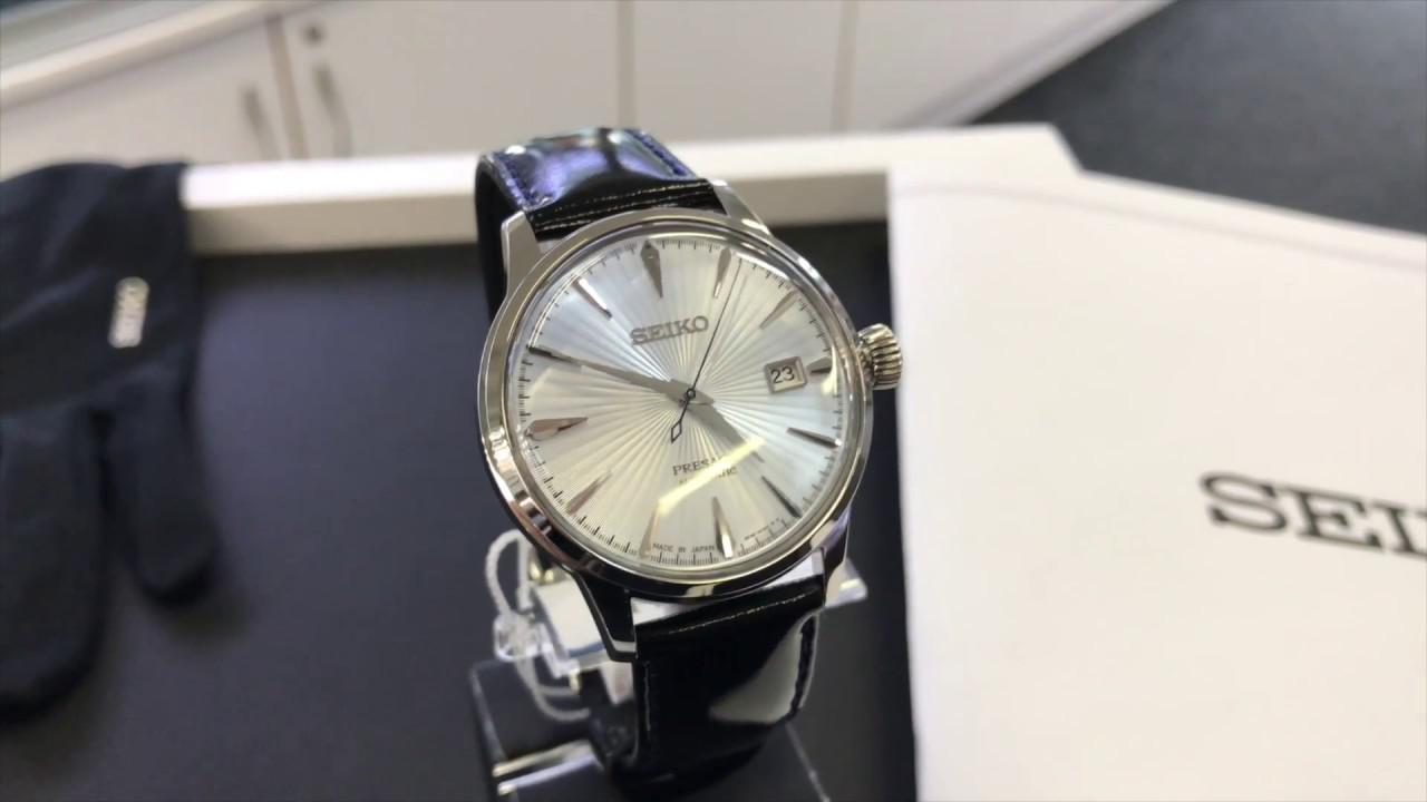 Miniatura Relógio Masculino Prata Couro Seiko Presage Srpb43J1 A1Px
