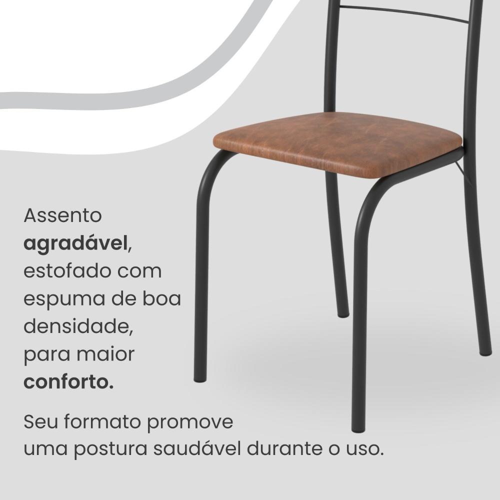 Miniatura Conjunto Sala de Jantar Mesa Retangular 140x75cm Tampo Madeira Mdp 6 Cadeiras Rio C. Marrom / Preto Fosco