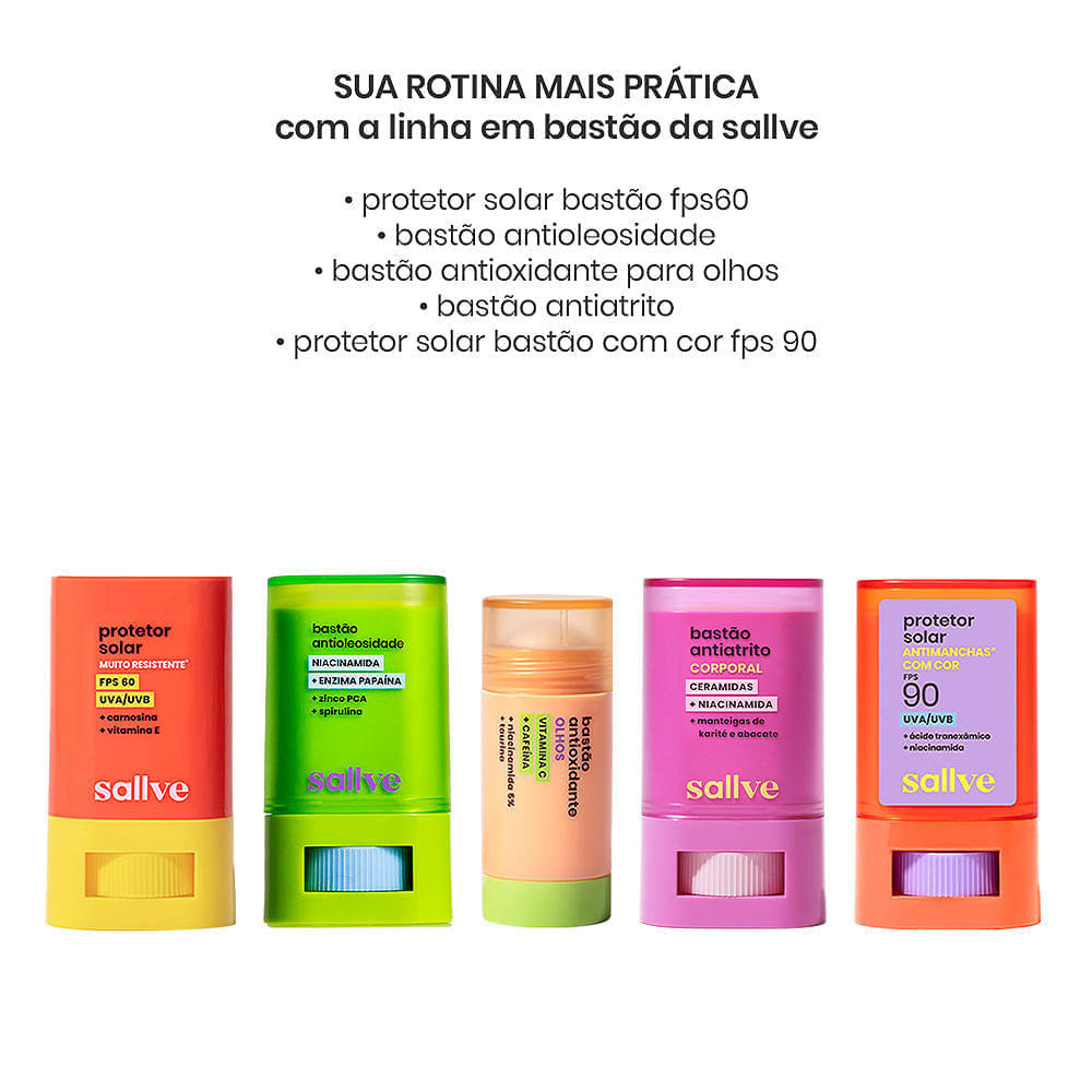 Miniatura Protetor Solar Bastão Sallve Antimanchas com Cor Fps 90 Cor 1