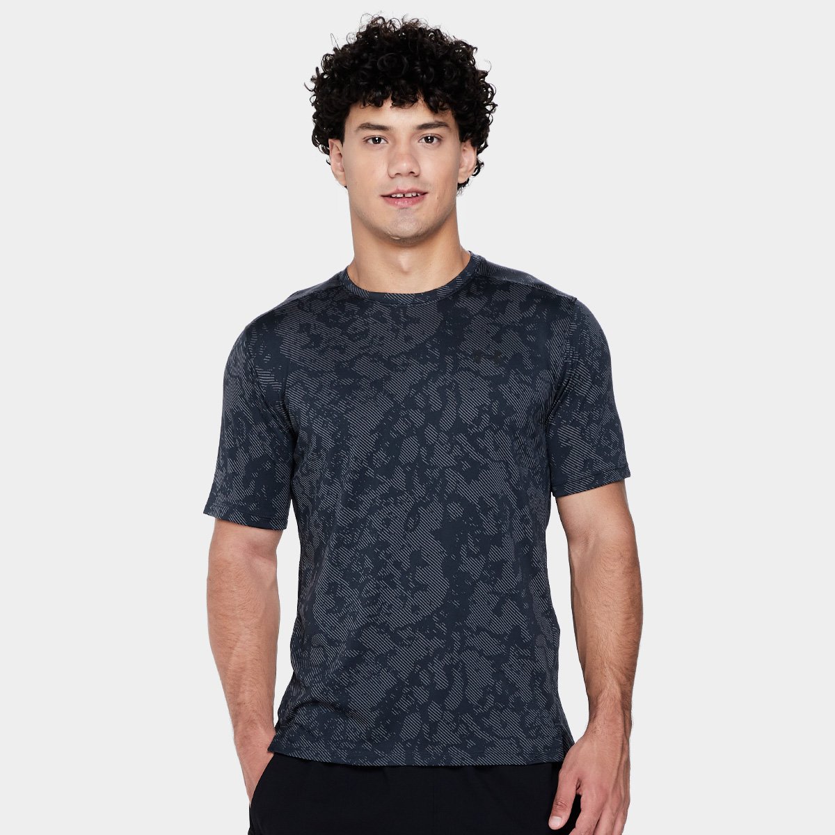 Miniatura Camiseta Under Armour Tech Vent Geode Masculina Chumbo+Preto - G
