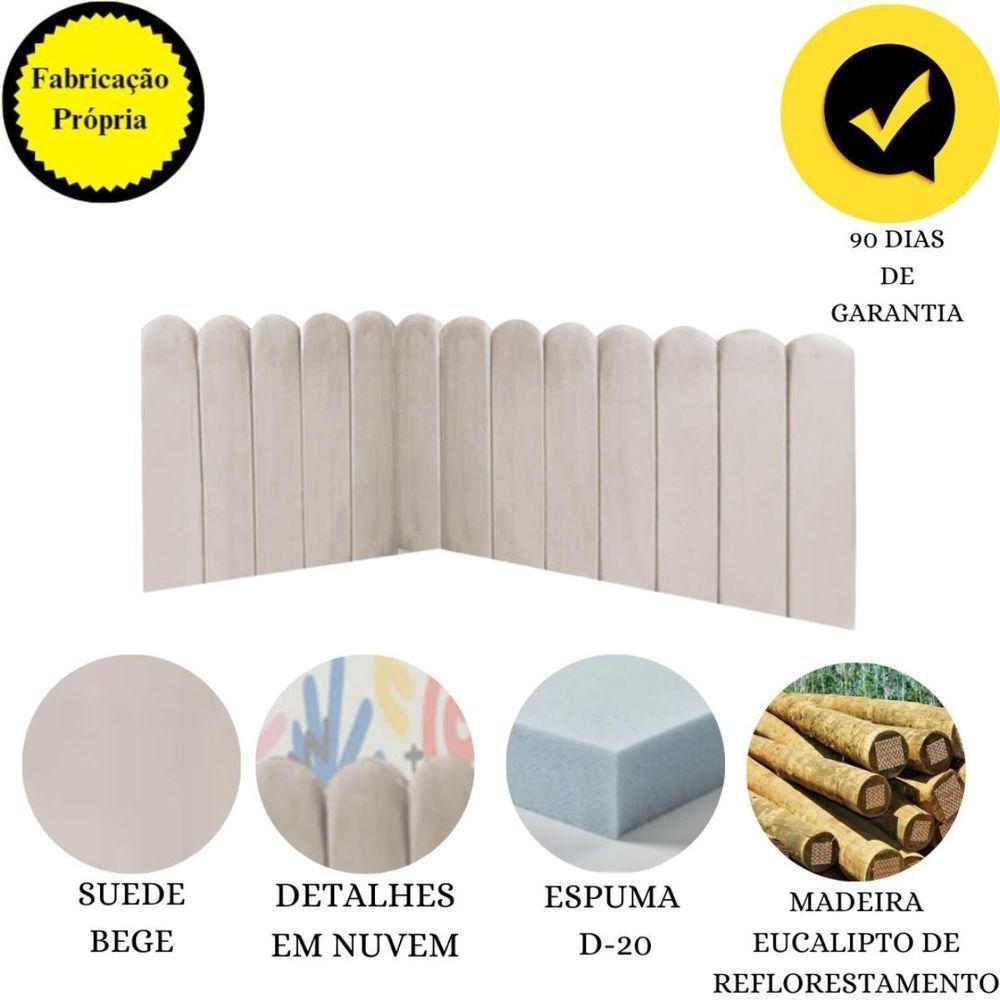 Cabeceira Painel Cama Queen Box Nuvem Suede Sandy 160 Cm Cor:bege