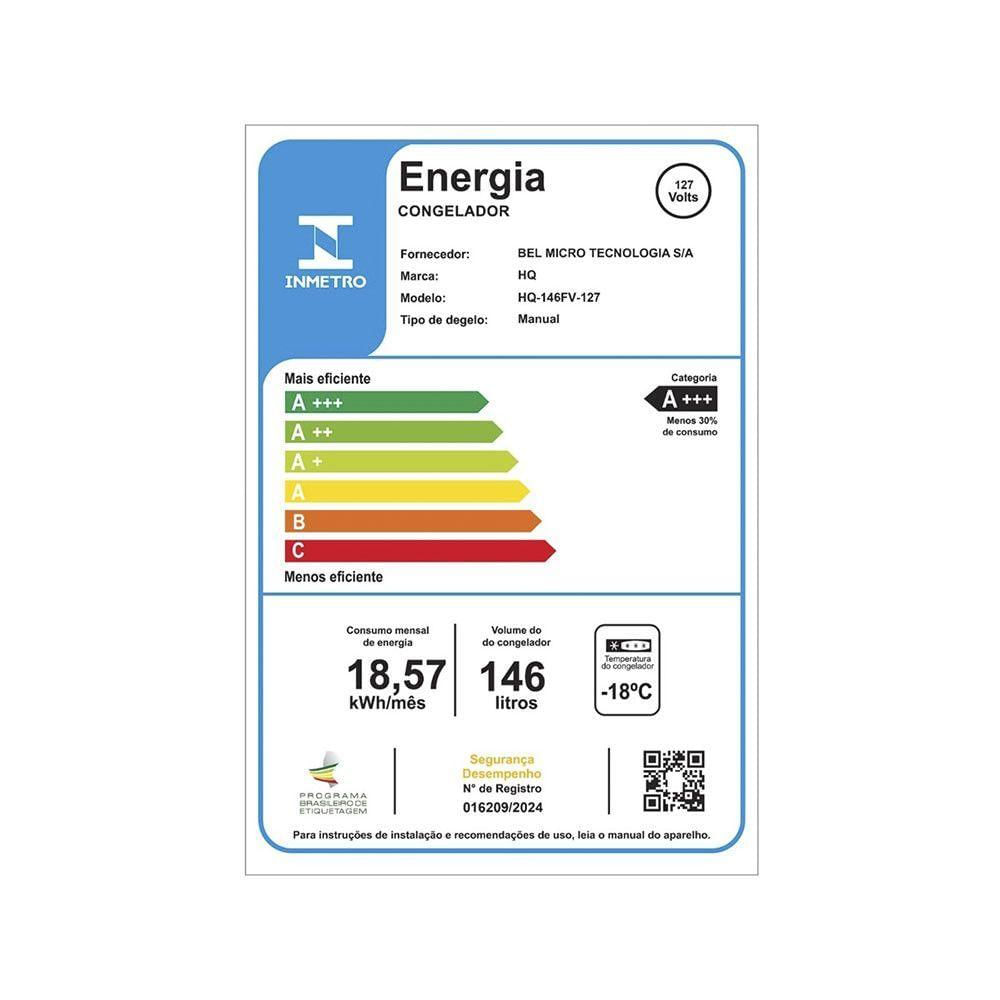 Freezer Vertical HQ 146L Porta… | Shopping do Inter