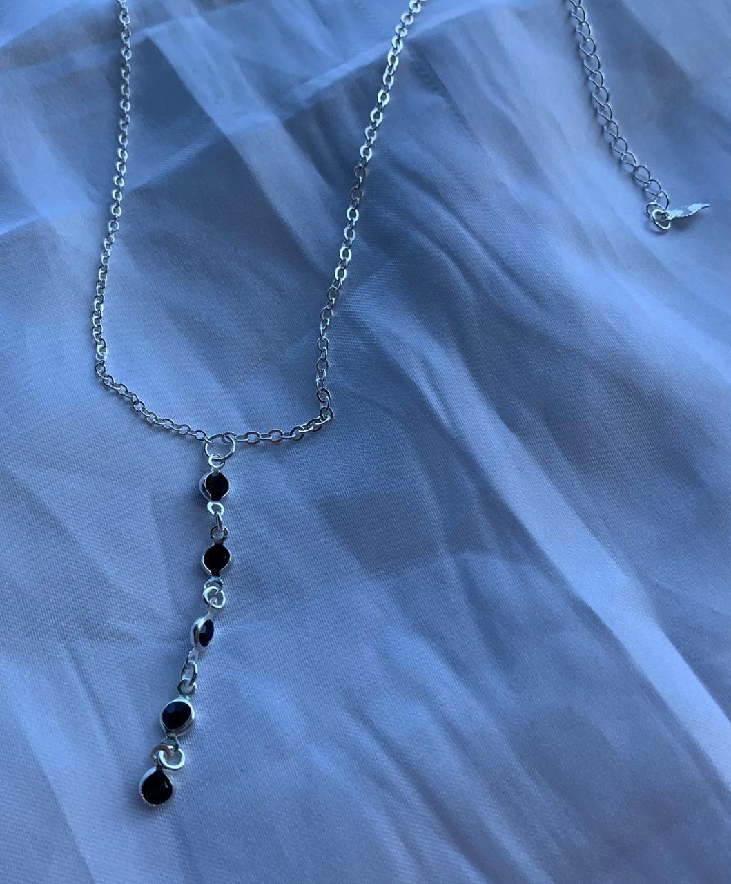 Miniatura Colar Choker Elo Brilho Cristas Preto Prata 2g - Rayie Acess