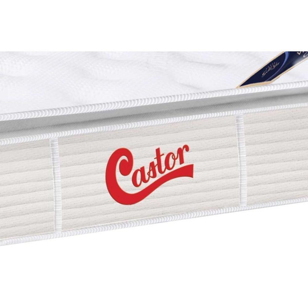 Miniatura Cama Box King: Colchão Molas Castor Pocket Gold Star Vitagel Slx + Base Crc Courano Branco(193X203)