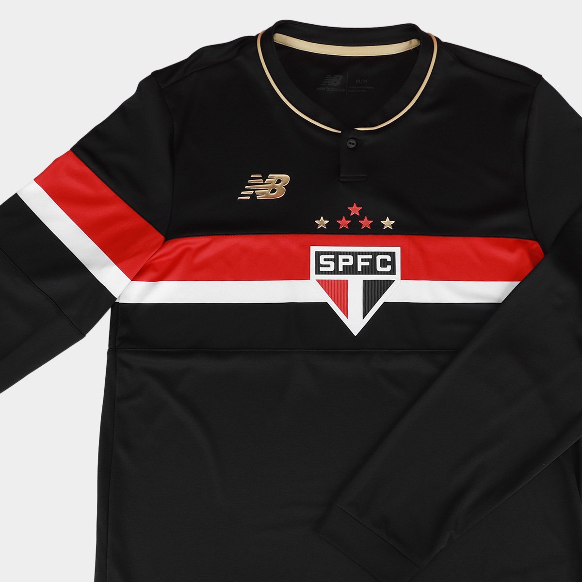 Miniatura Camisa Manga Longa São Paulo III 25/26 s/n Jogador Comemorativa New Balance Masculina Preto+Vermelho - EEGG