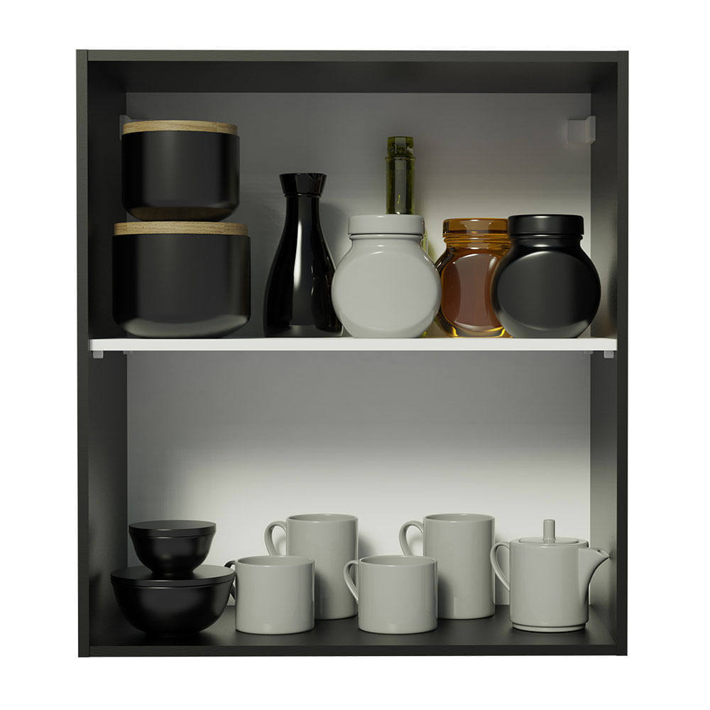 Armário Aéreo Madesa Reims 60 cm 1 Porta Preto Cor:Preto