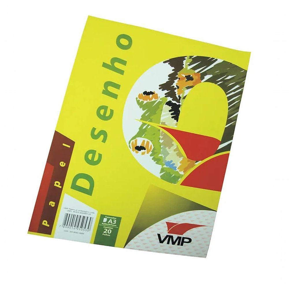 Miniatura Bloco Caderno Desenho A3 Branco Vmp - 150gr 20 Folhas