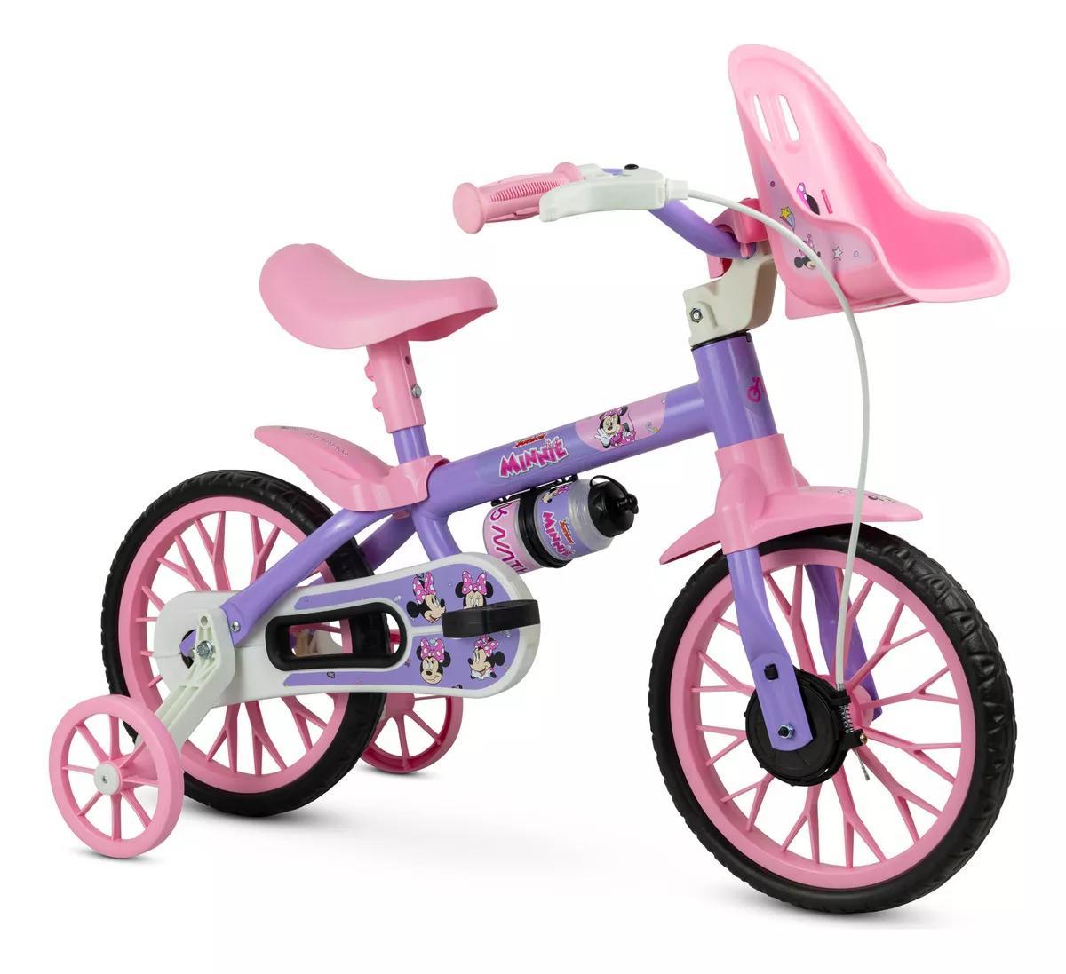Miniatura Bicicleta Infantil Nathor Aro 12 Minnie Rodinhas Segurança