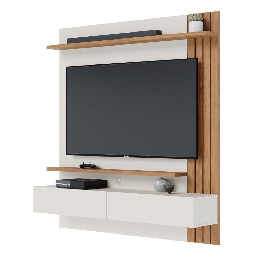 Painel Home Suspenso 2 Portas Tv's 65" Juriti - Freijó Off White Matte