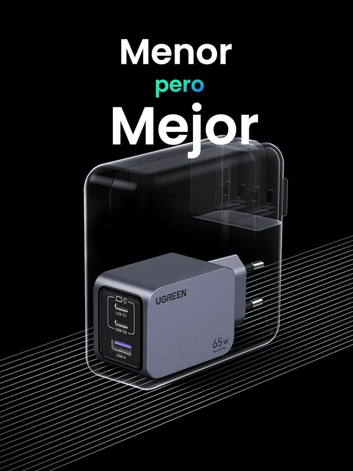 Carregador Rápido Ugreen Nexode Pro 65W Gan Suporta 45W 25W