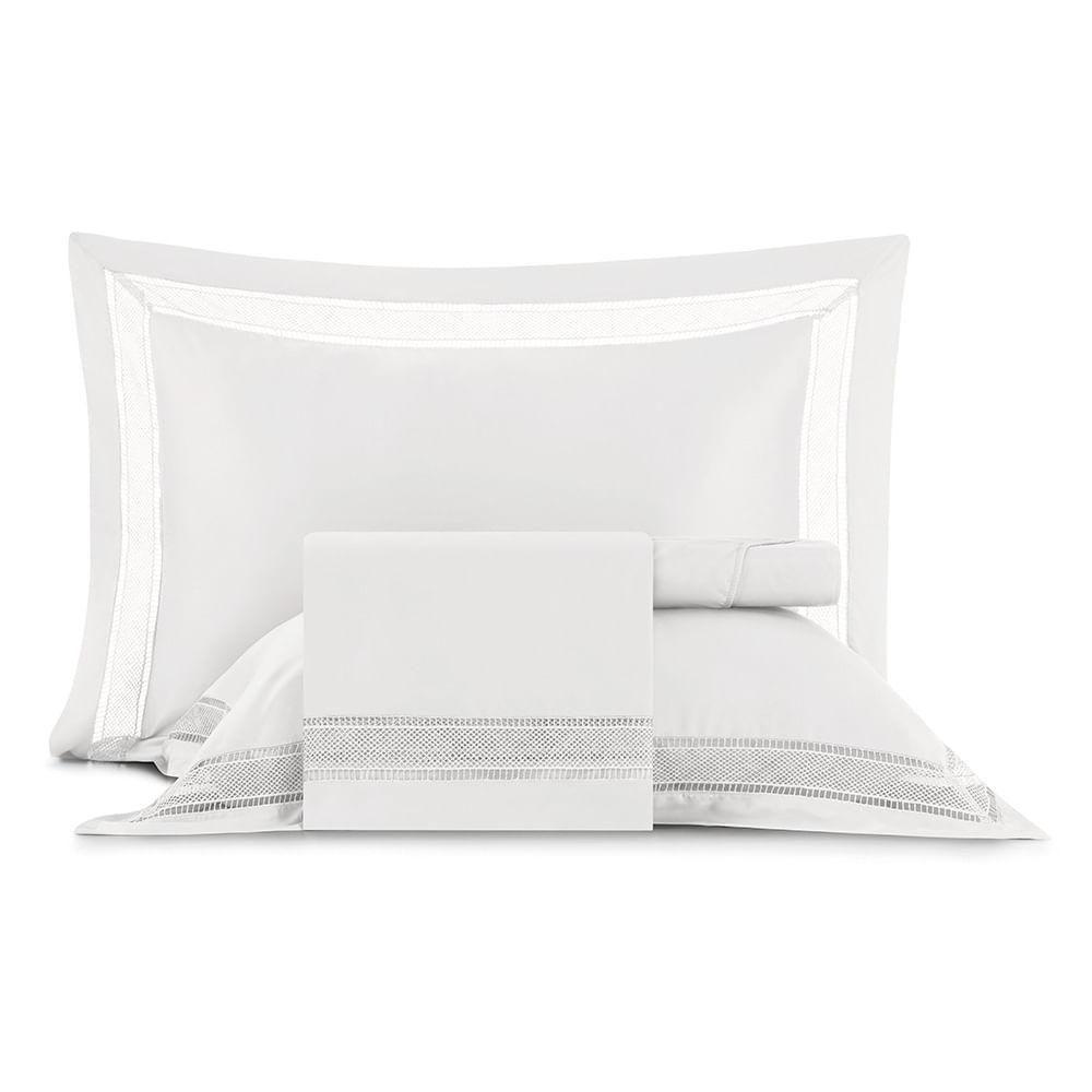 Miniatura Jogo De Cama Queen Altenburg Cetim Bambu 300 Fios Unitá Branco