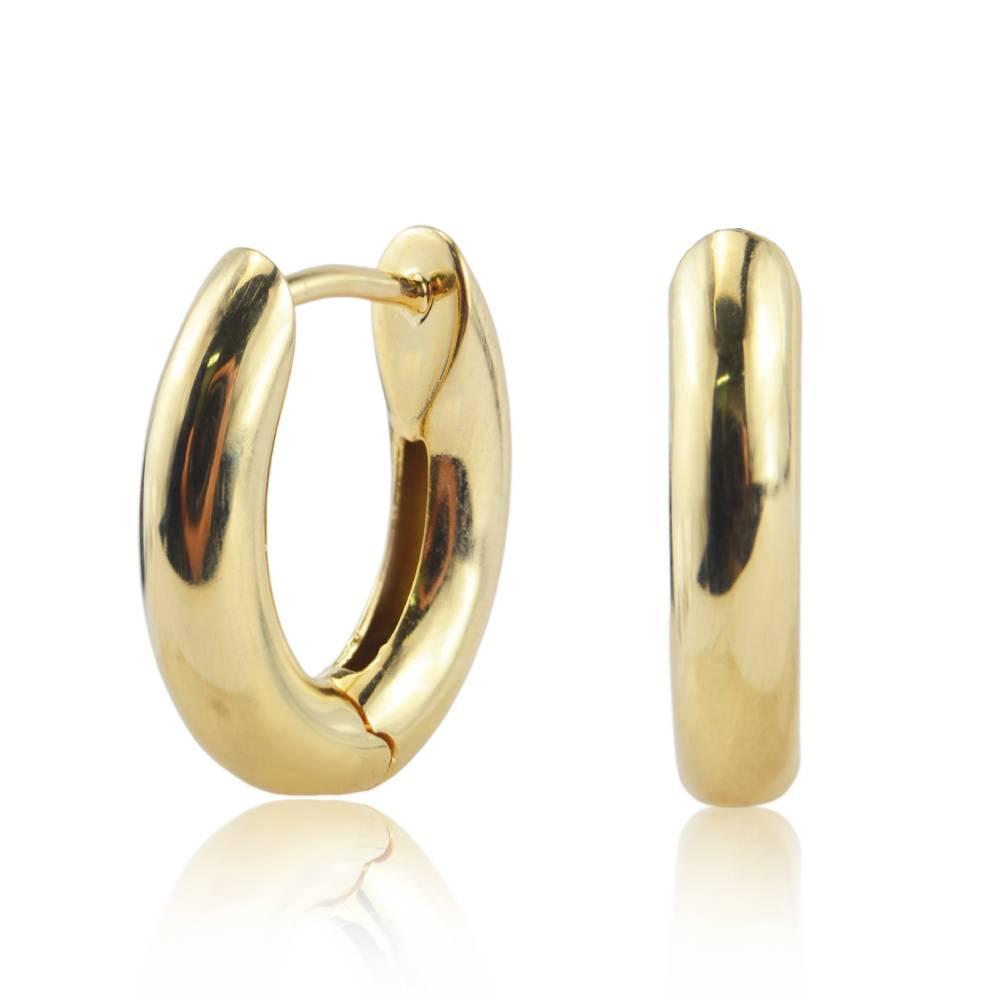 Miniatura Brinco Argola Oval 1,5Cm Abaulado Em Ouro 18K